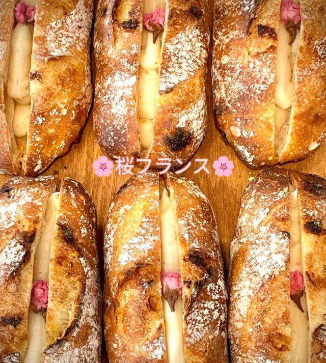 【桜フランス🌸】
だんだんと暖かい日が多くなりました
目の前の小学校の桜も咲き始めています🌸
この季節におすすめの限定商品は
『桜フランス🌸』

ホワイトチョコが入ったフランスパンに、ほんのり桜が薫るバター入り白餡をサンドして桜の花をトッピングしました
春を感じる季節限定パンです☺️

毎年この時期に発売している人気商品です✨
公園で桜を観ながらこのパンを食べるのも良いですね🥖🤭
今年も美しい桜の花を楽しみたいです🌸

#ブントベーカリー
#千葉市パン屋
#桜
#桜フランス
#季節限定